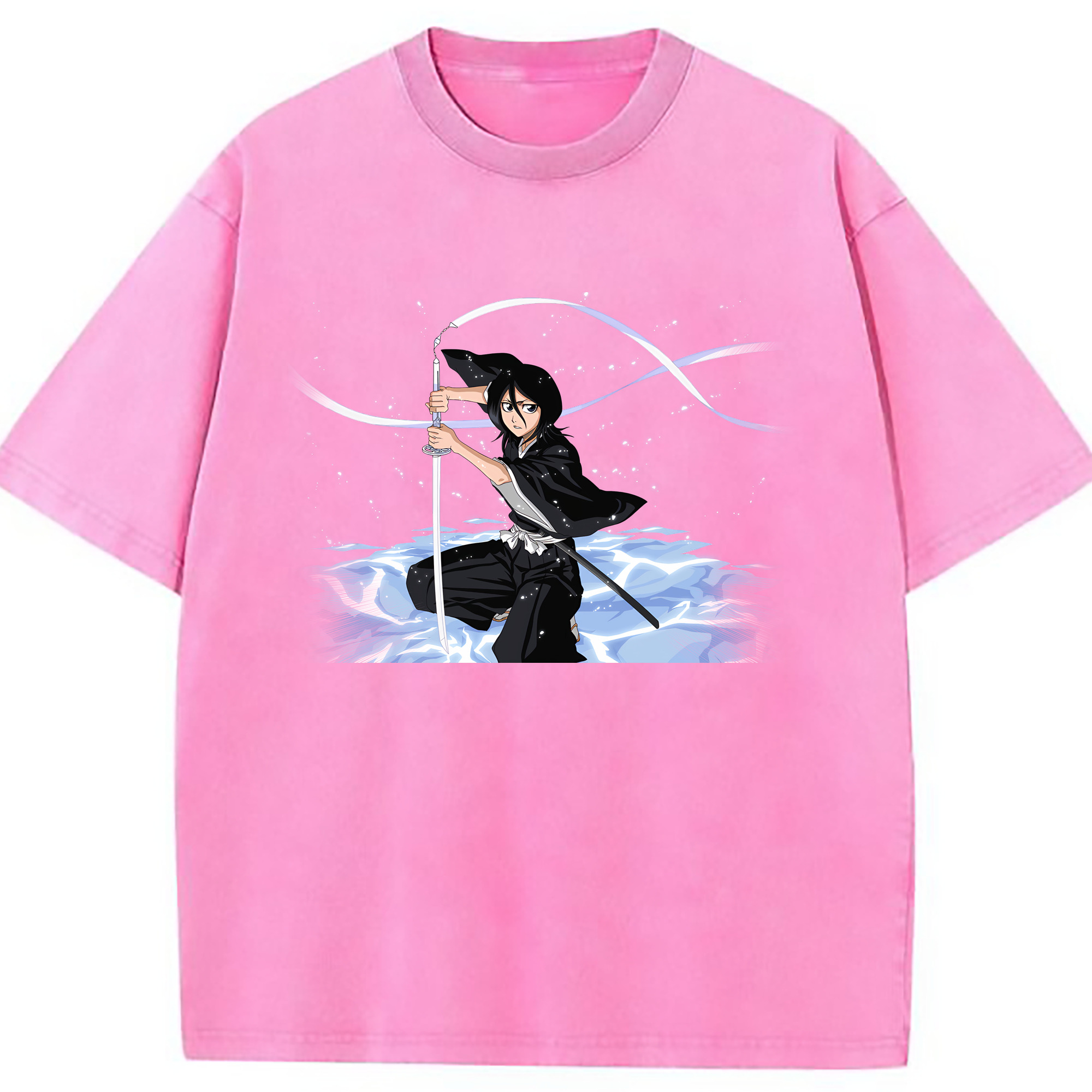 （画像用） ブリーチ 朽木ルキア BLEACH Kuchiki Rukia 綿100% ヴィンテージ風 半袖Tシャツ（フロントプリント）